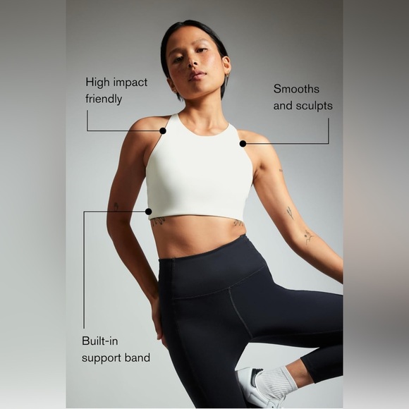 Girlfriend Collective Topanga Halter Sports Bra: Ivory - XL - Picture 8 of 8